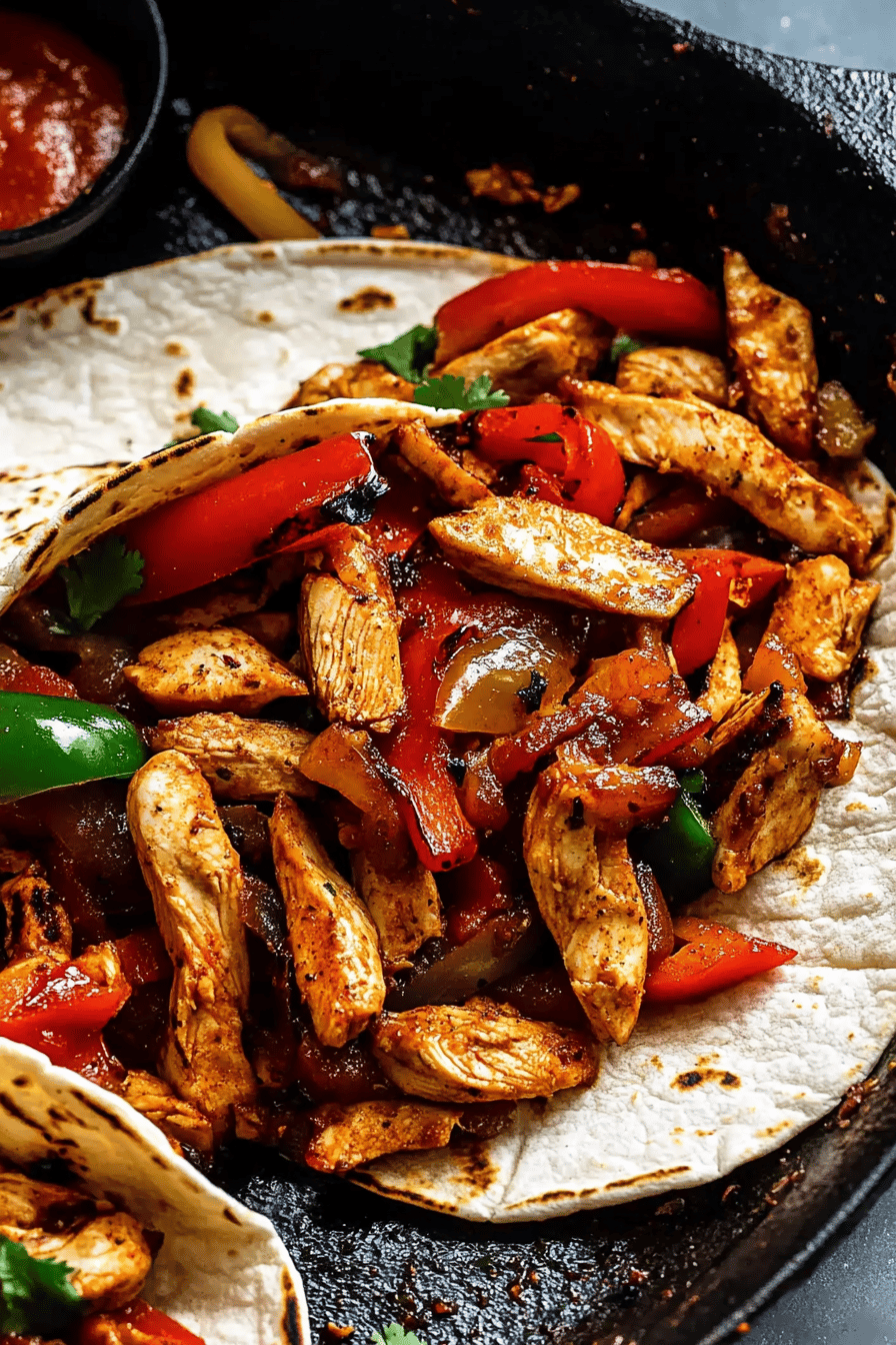 Chicken Fajitas ingredients organized and measured on kitchen counter