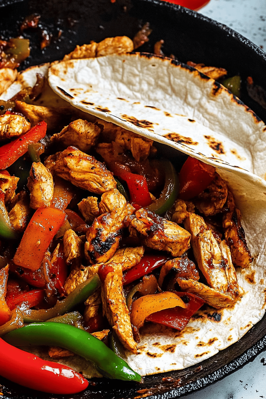 Chicken Fajitas slice on plate showing perfect texture and swirl pattern