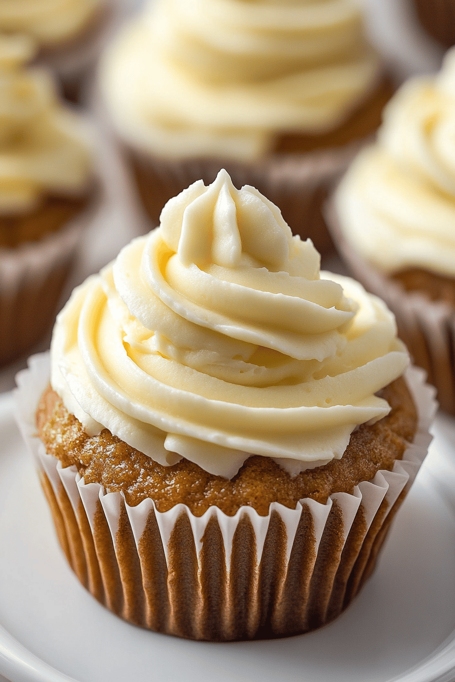 Cream Cheese Frosting slice on plate showing perfect texture and swirl pattern