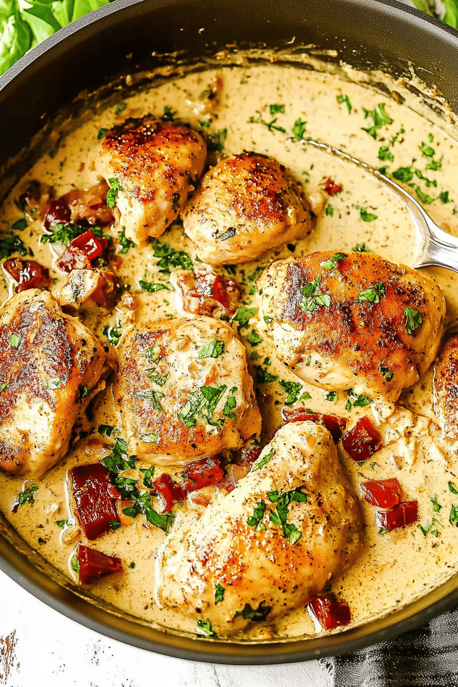 Creamy Tuscan Chicken ingredients organized and measured on kitchen counter