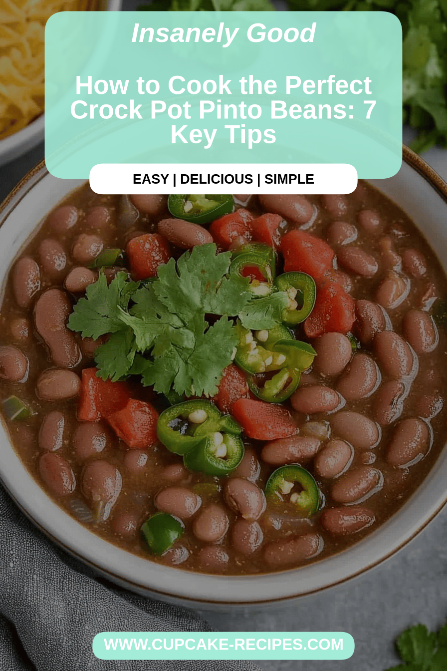 Crock Pot Pinto Beans final dish beautifully presented and ready to serve