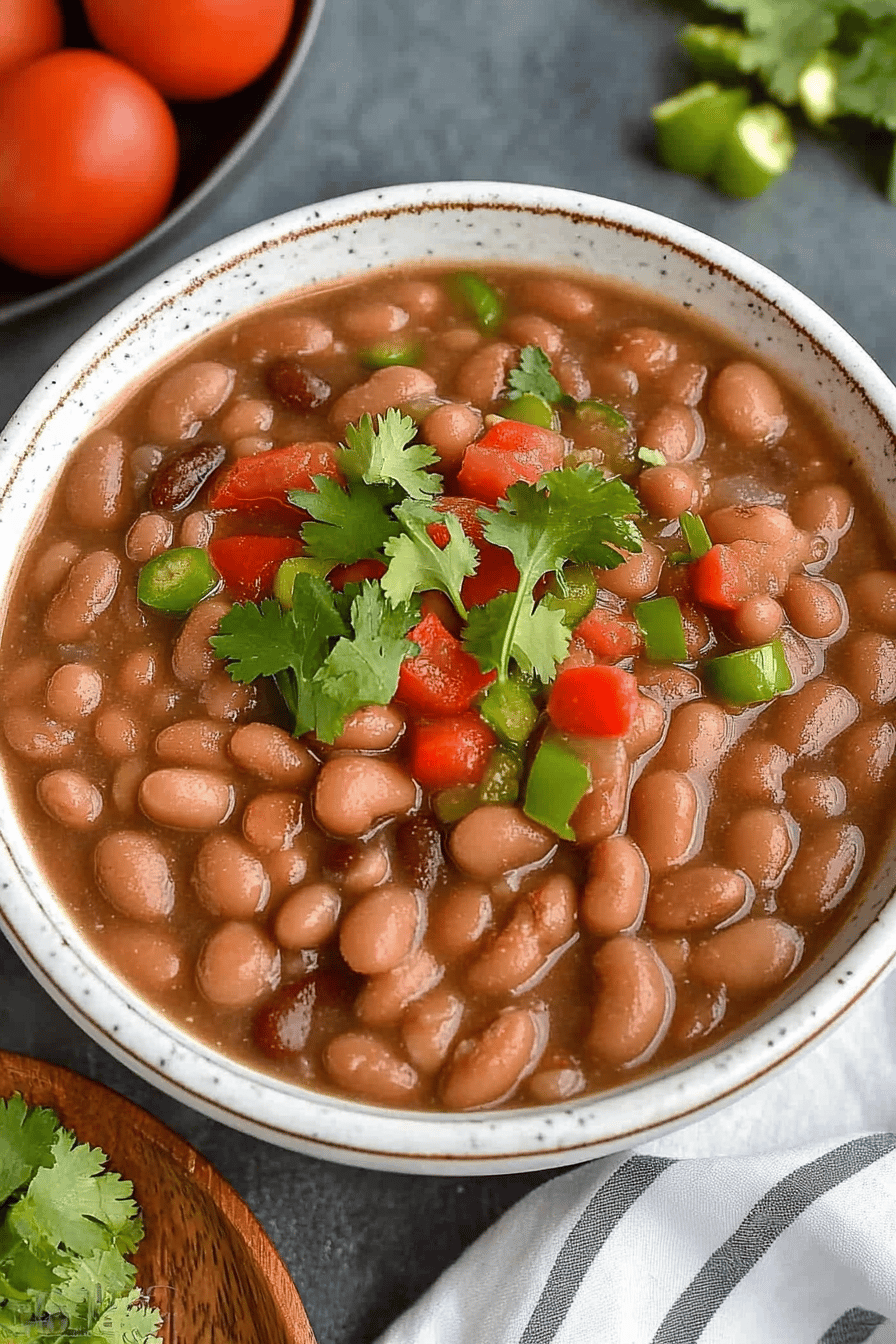 Crock Pot Pinto Beans slice on plate showing perfect texture and swirl pattern