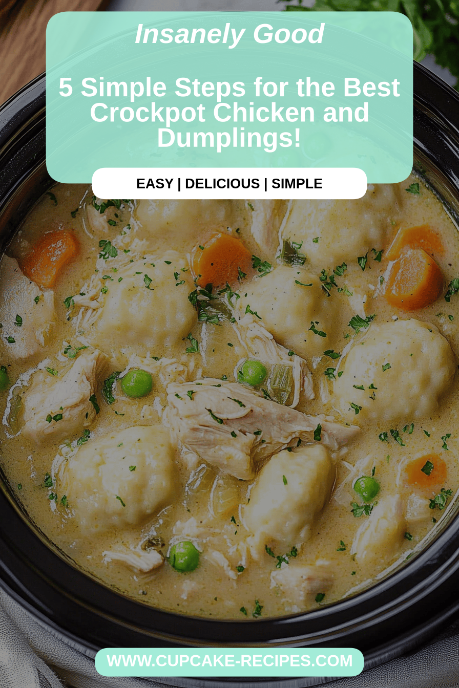 Crockpot Chicken and Dumplings final dish beautifully presented and ready to serve