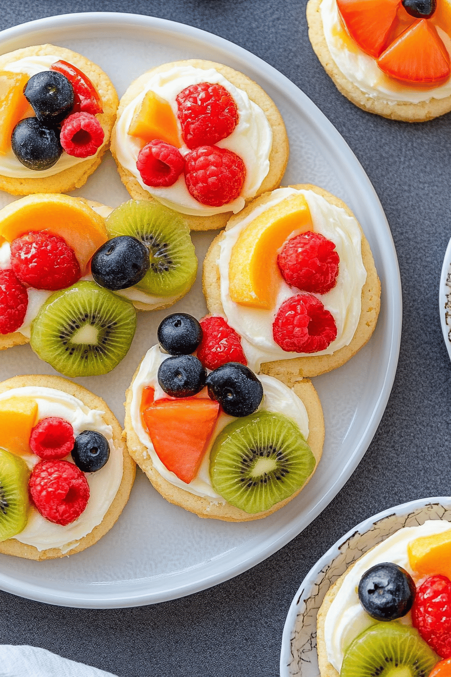 Fruit Pizza Sugar Cookies slice on plate showing perfect texture and swirl pattern