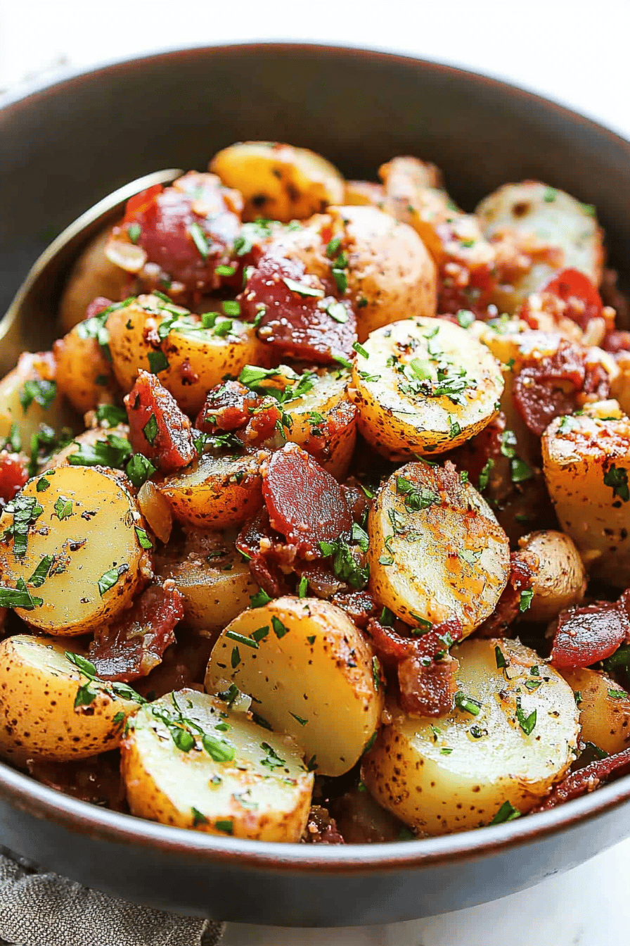 German Potato Salad Recipe ingredients organized and measured on kitchen counter