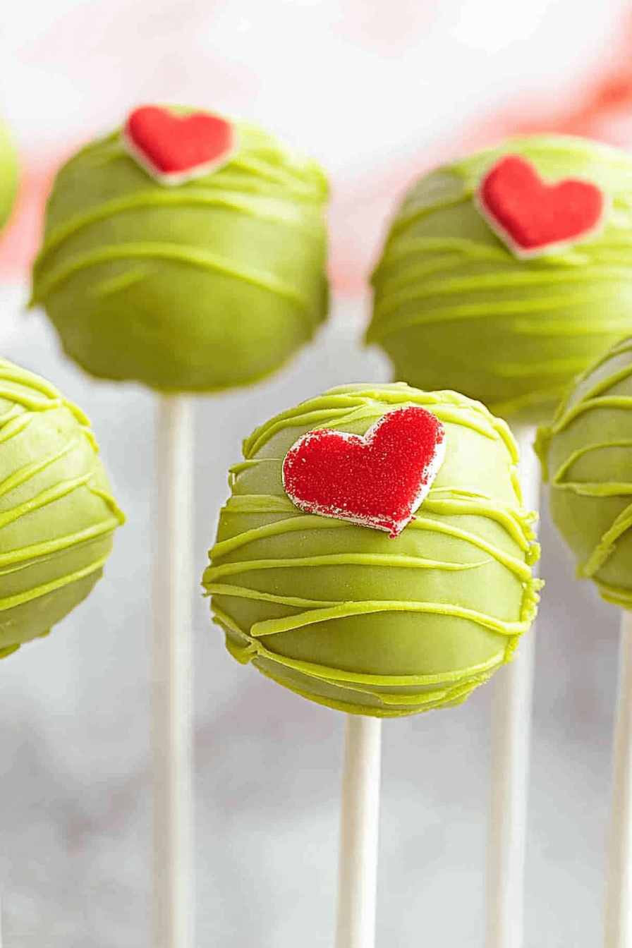 Grinch Cake Pops slice on plate showing perfect texture and swirl pattern