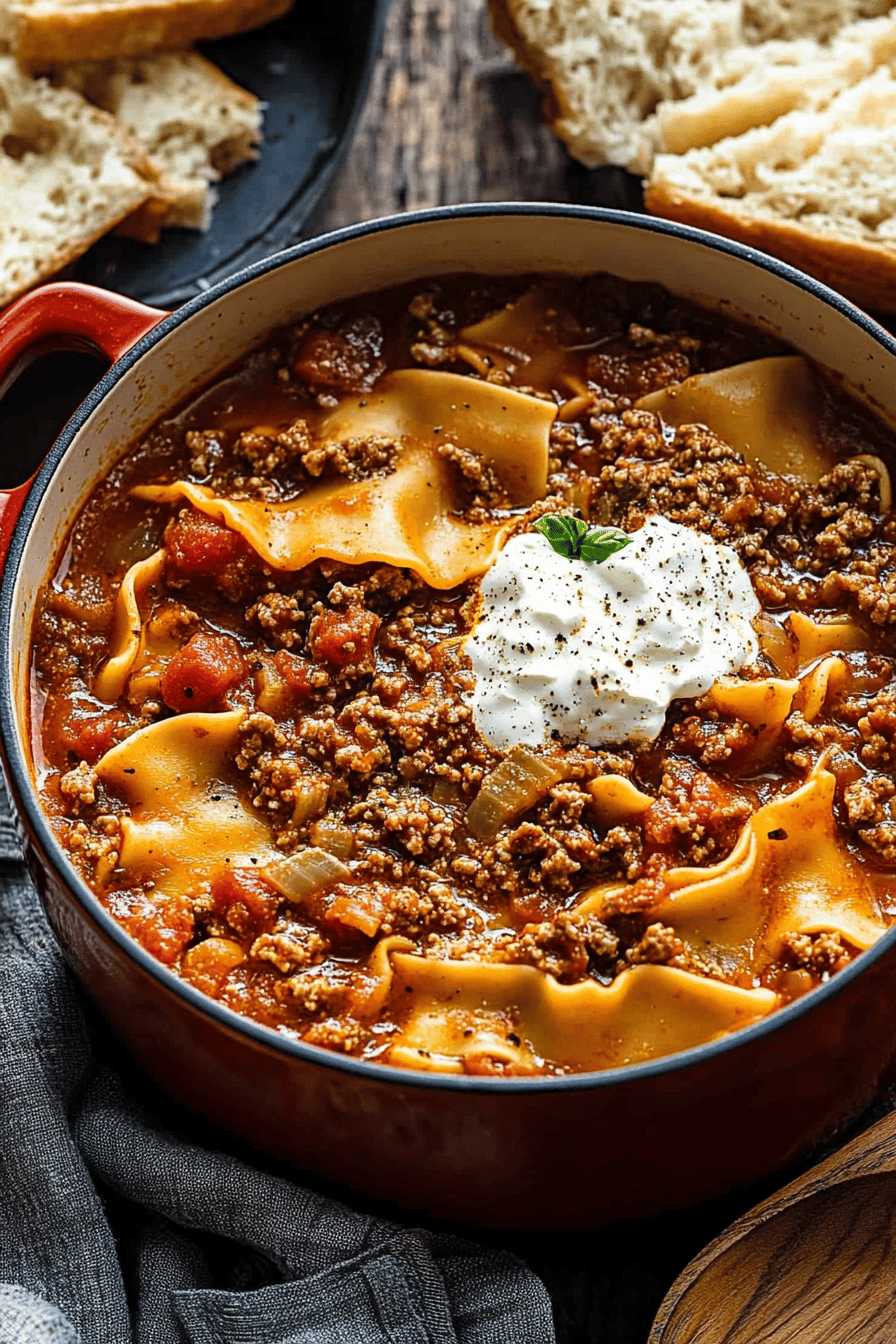 Lasagna Soup Recipe ingredients organized and measured on kitchen counter