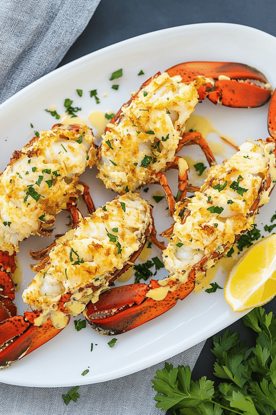 Lobster Thermidor slice on plate showing perfect texture and swirl pattern