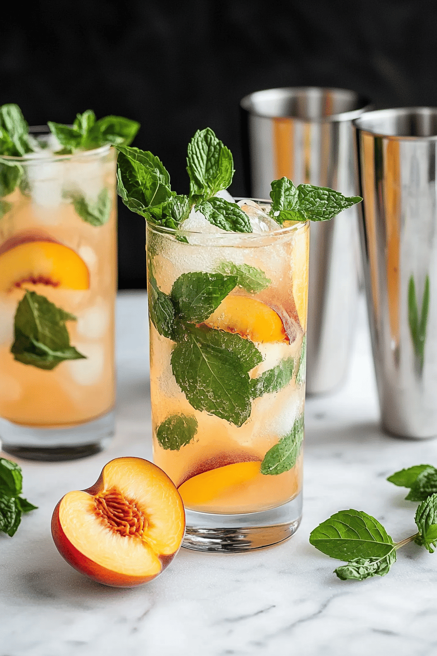 Peach Mojito slice on plate showing perfect texture and swirl pattern
