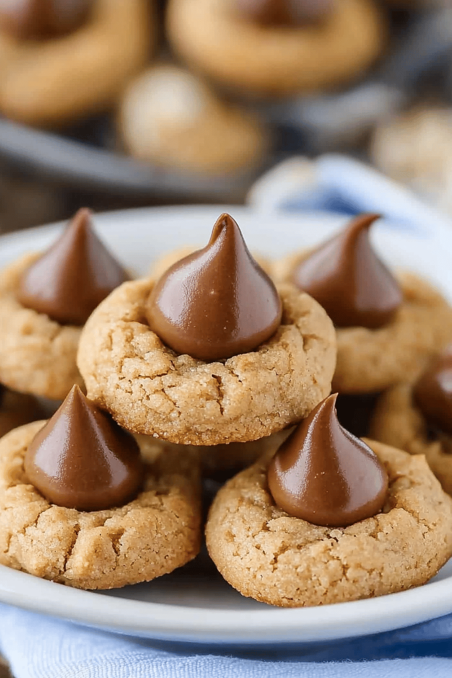Peanut Butter Blossoms slice on plate showing perfect texture and swirl pattern