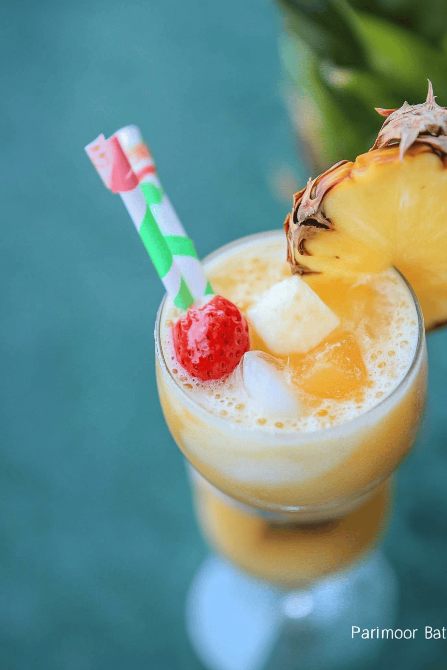 Pina Colada Recipe ingredients organized and measured on kitchen counter