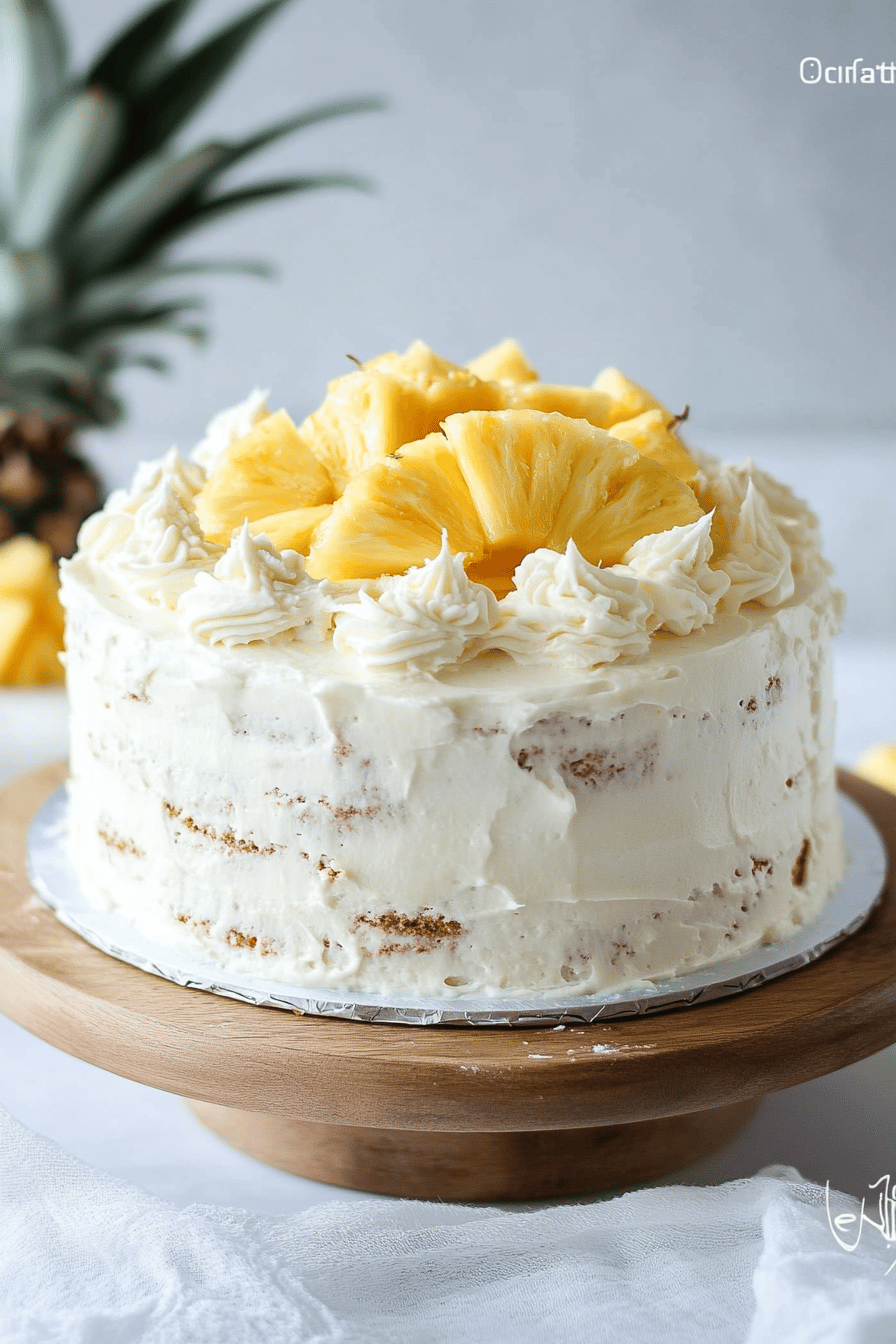Pineapple cake slice on plate showing perfect texture and swirl pattern