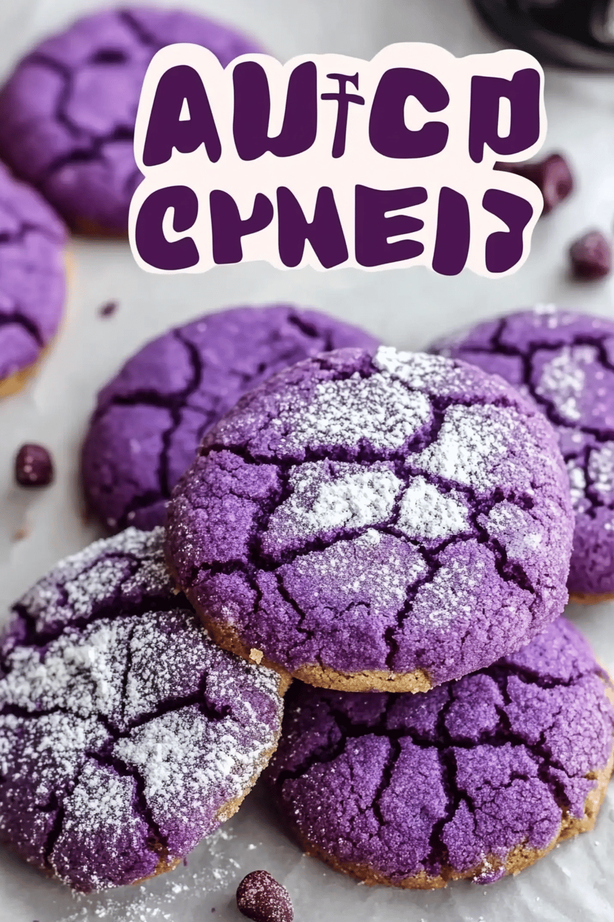 Purple Crinkle Cookies ingredients organized and measured on kitchen counter