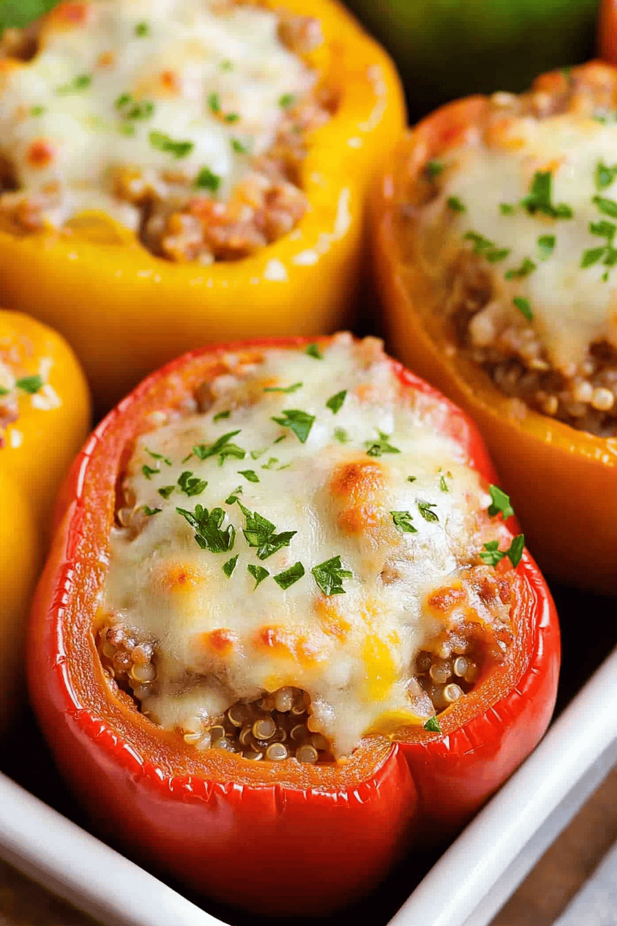 Quinoa Stuffed Peppers slice on plate showing perfect texture and swirl pattern
