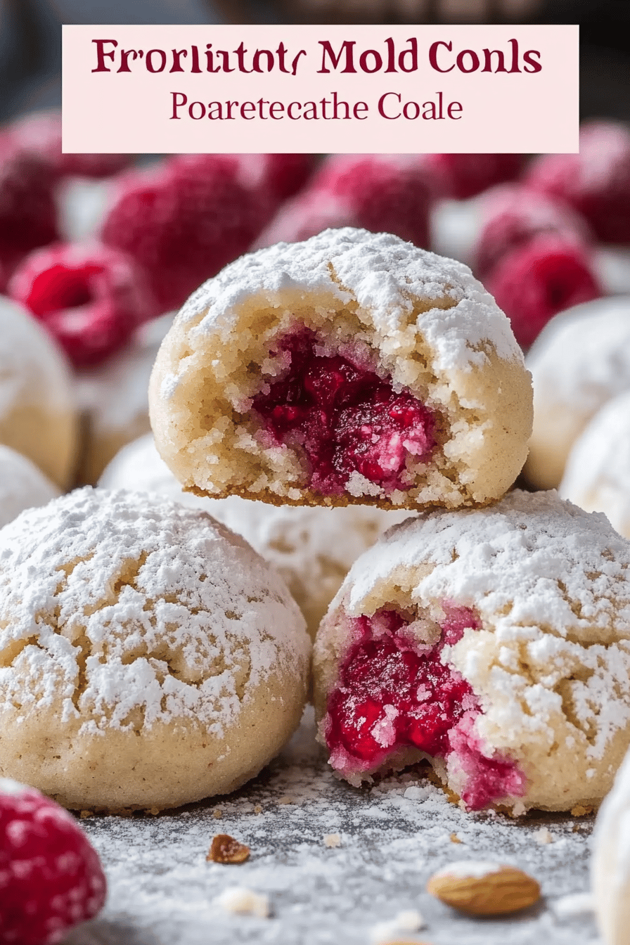 Raspberry Almond Snowball Cookies