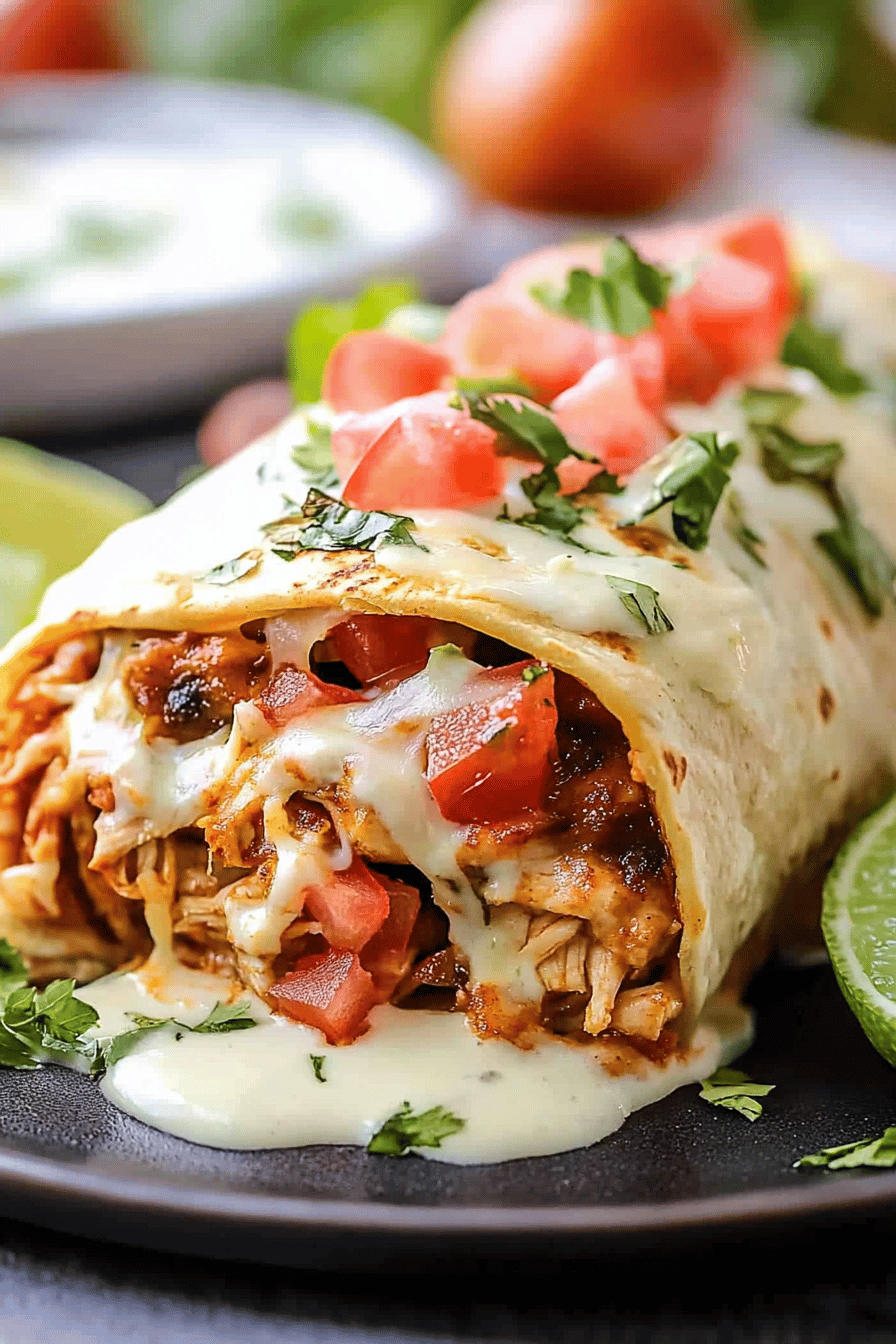 Smothered Baked Chicken Burritos ingredients organized and measured on kitchen counter