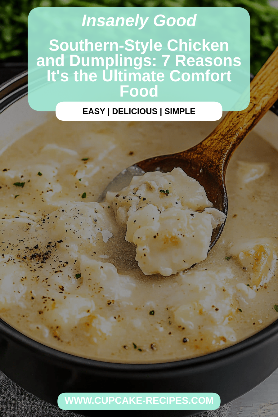 Southern Style Chicken and Dumplings final dish beautifully presented and ready to serve