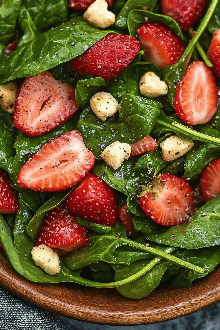 Strawberry Spinach Salad Recipe ingredients organized and measured on kitchen counter