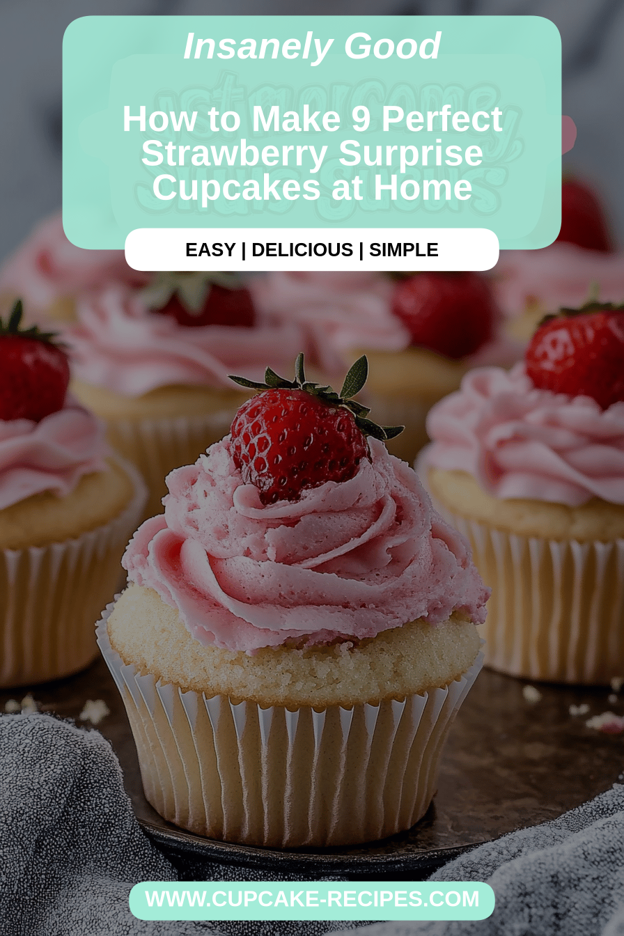 Strawberry Surprise Cupcakes final dish beautifully presented and ready to serve