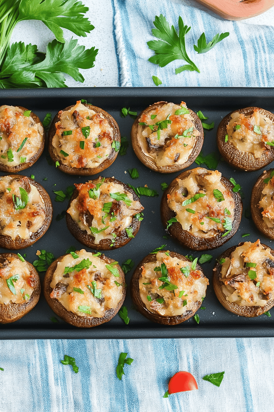 Stuffed mushrooms ingredients organized and measured on kitchen counter