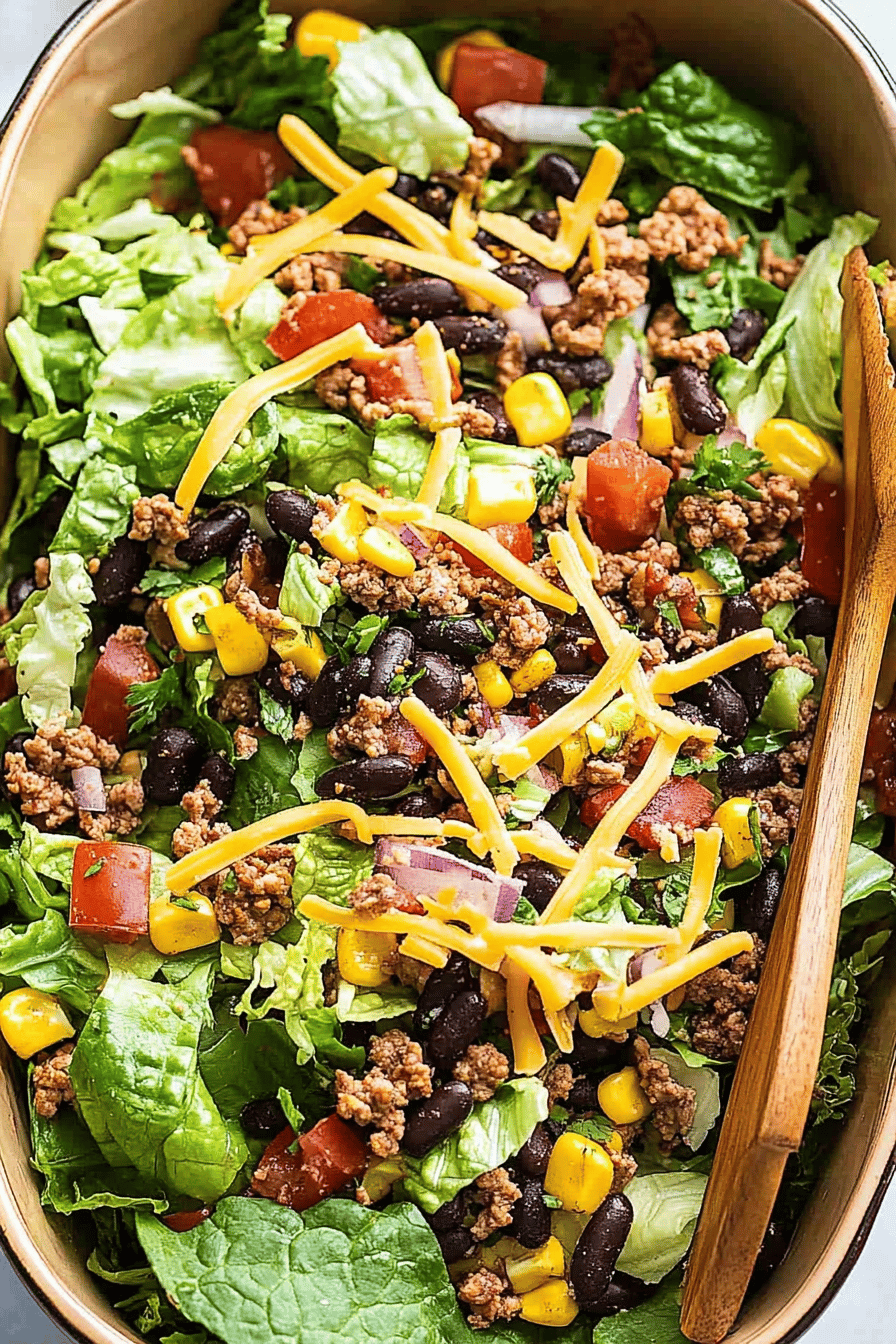 Taco Salad ingredients organized and measured on kitchen counter
