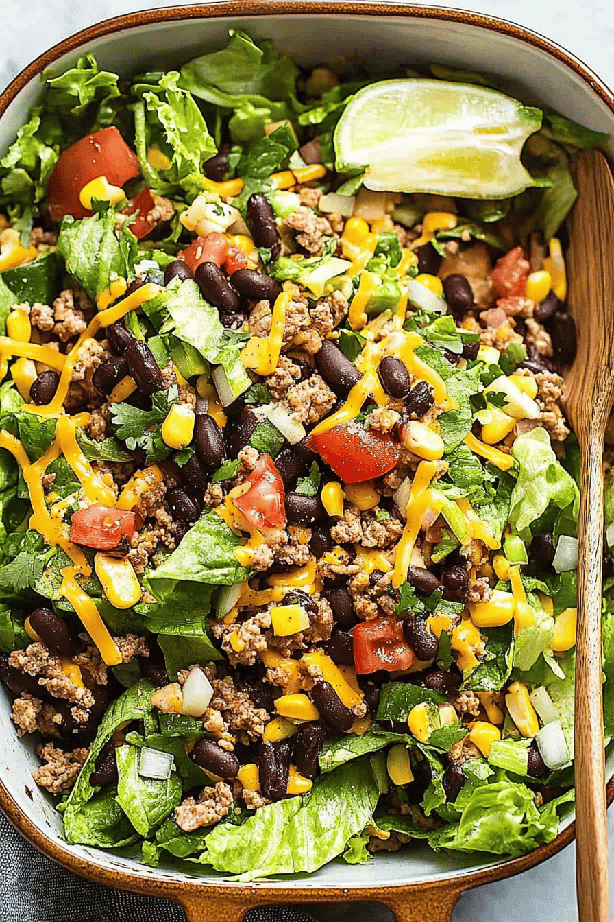 Taco Salad slice on plate showing perfect texture and swirl pattern