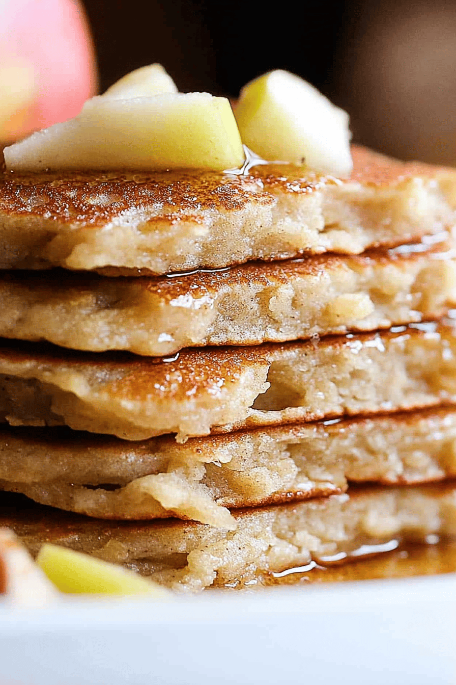 apple pancakes ingredients organized and measured on kitchen counter