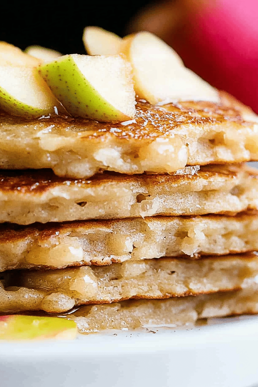 apple pancakes slice on plate showing perfect texture and swirl pattern