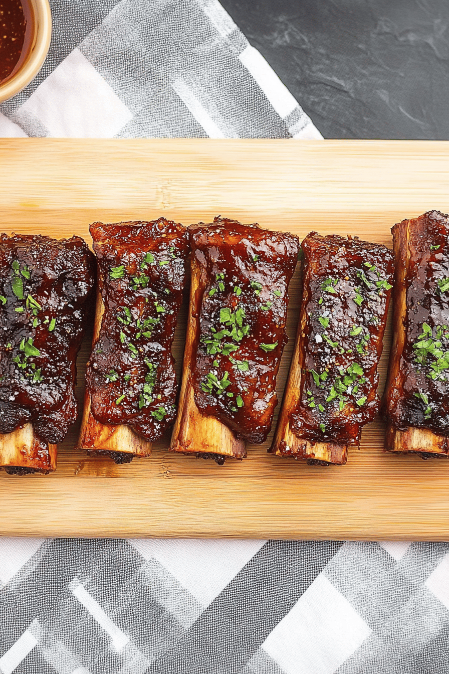 beef ribs slice on plate showing perfect texture and swirl pattern