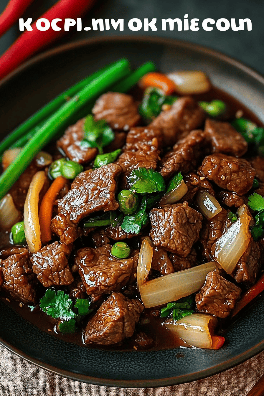 beef stir fry slice on plate showing perfect texture and swirl pattern
