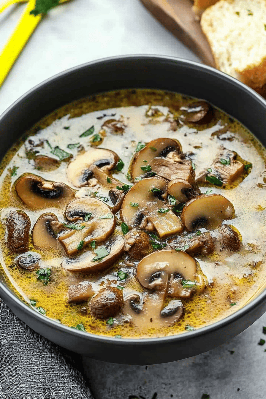 best mushroom soup ingredients organized and measured on kitchen counter