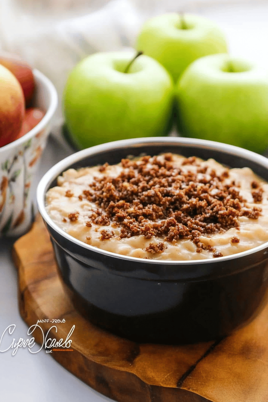 caramel apple dip slice on plate showing perfect texture and swirl pattern
