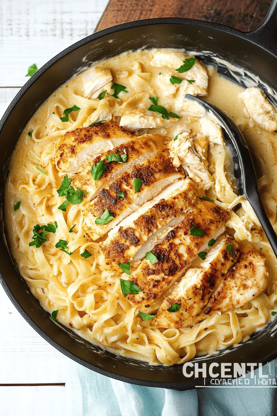 chicken alfredo slice on plate showing perfect texture and swirl pattern