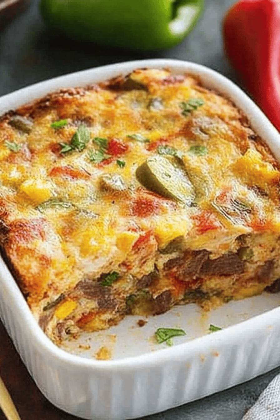 chicken fajita breakfast bake ingredients organized and measured on kitchen counter