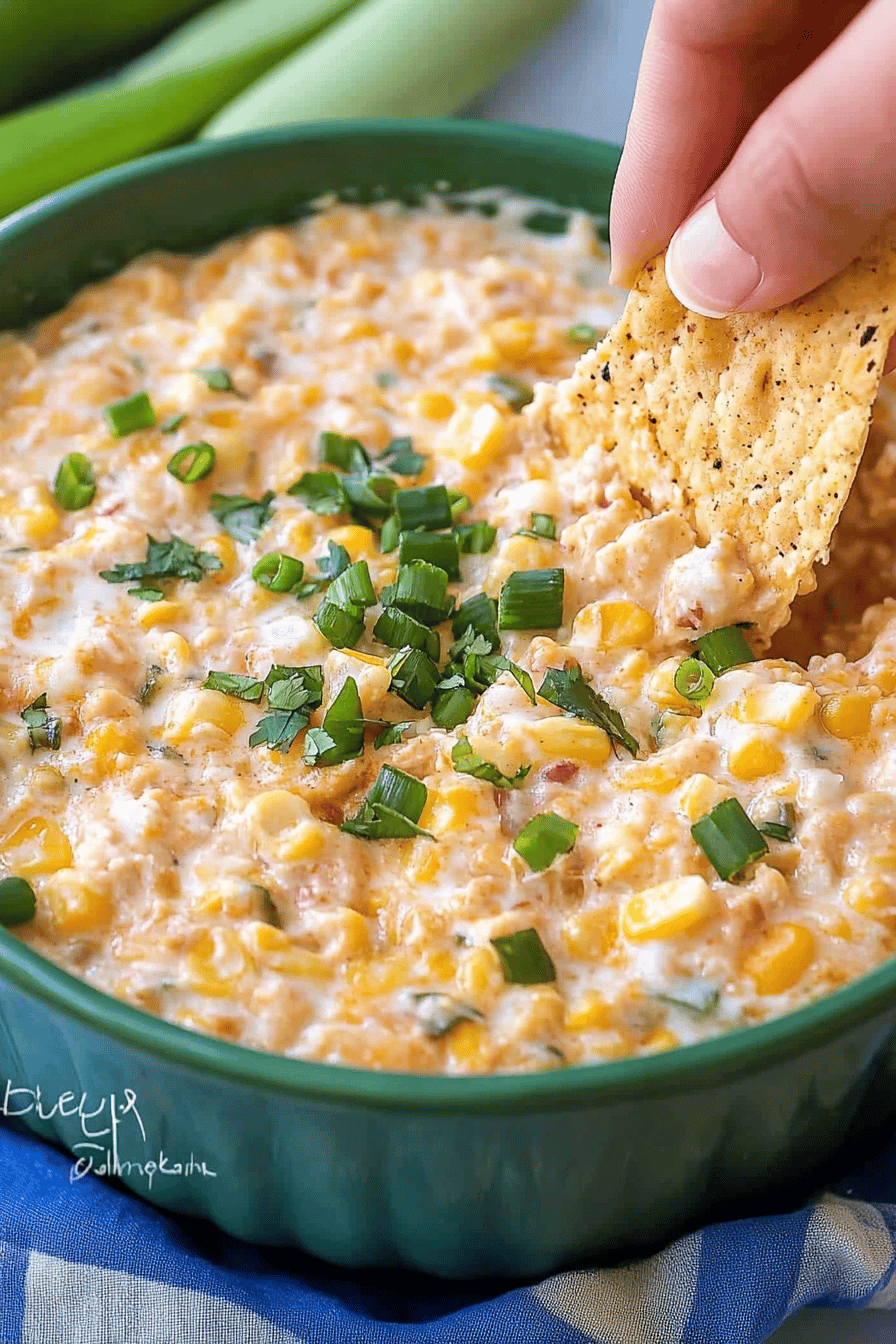 corn dip slice on plate showing perfect texture and swirl pattern