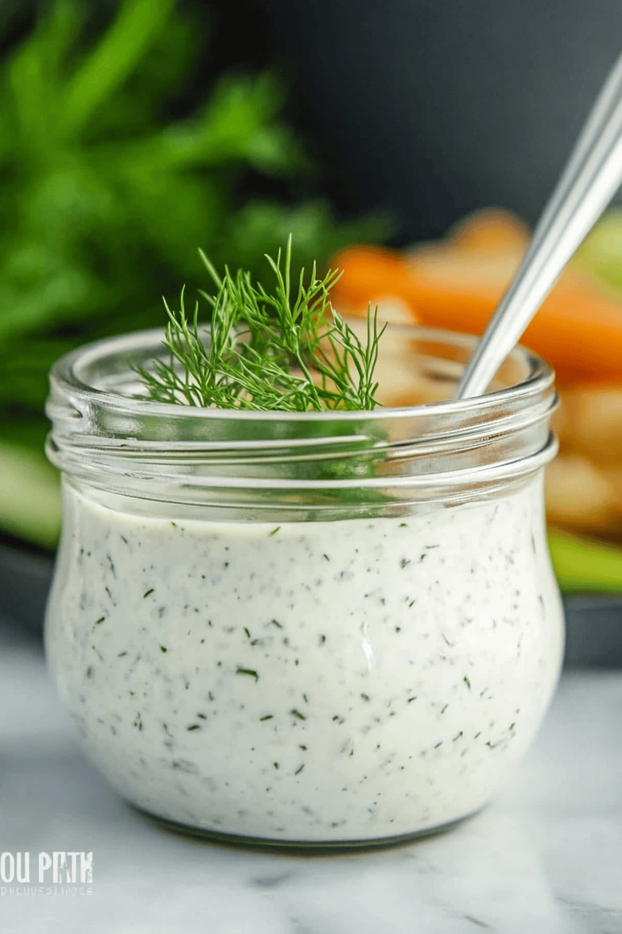 dill dressing ingredients organized and measured on kitchen counter