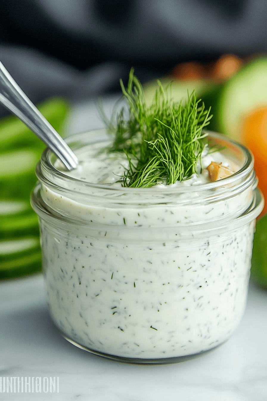 dill dressing slice on plate showing perfect texture and swirl pattern