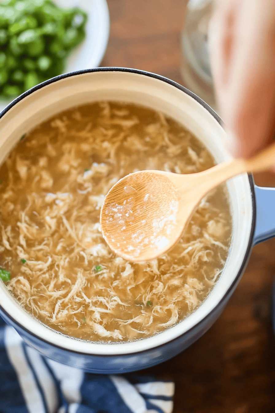 egg drop soup ingredients organized and measured on kitchen counter