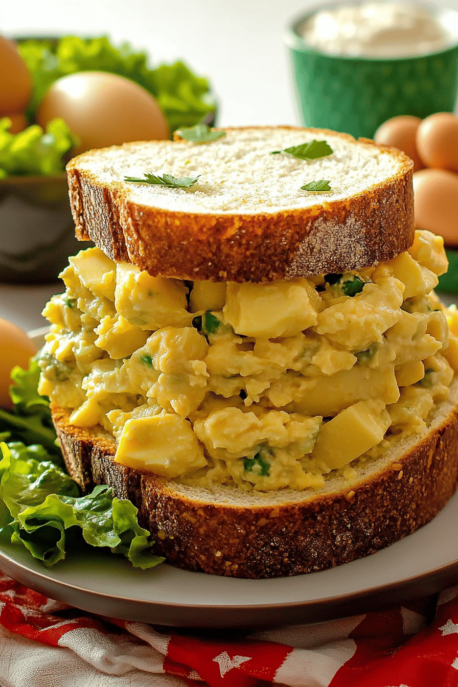 egg salad recipe ingredients organized and measured on kitchen counter