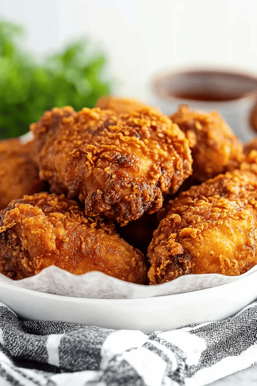 fried chicken tips slice on plate showing perfect texture and swirl pattern