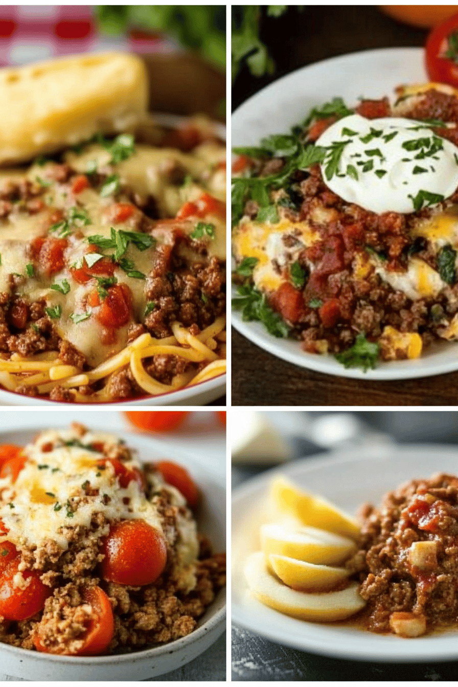 ground beef recipes ingredients organized and measured on kitchen counter
