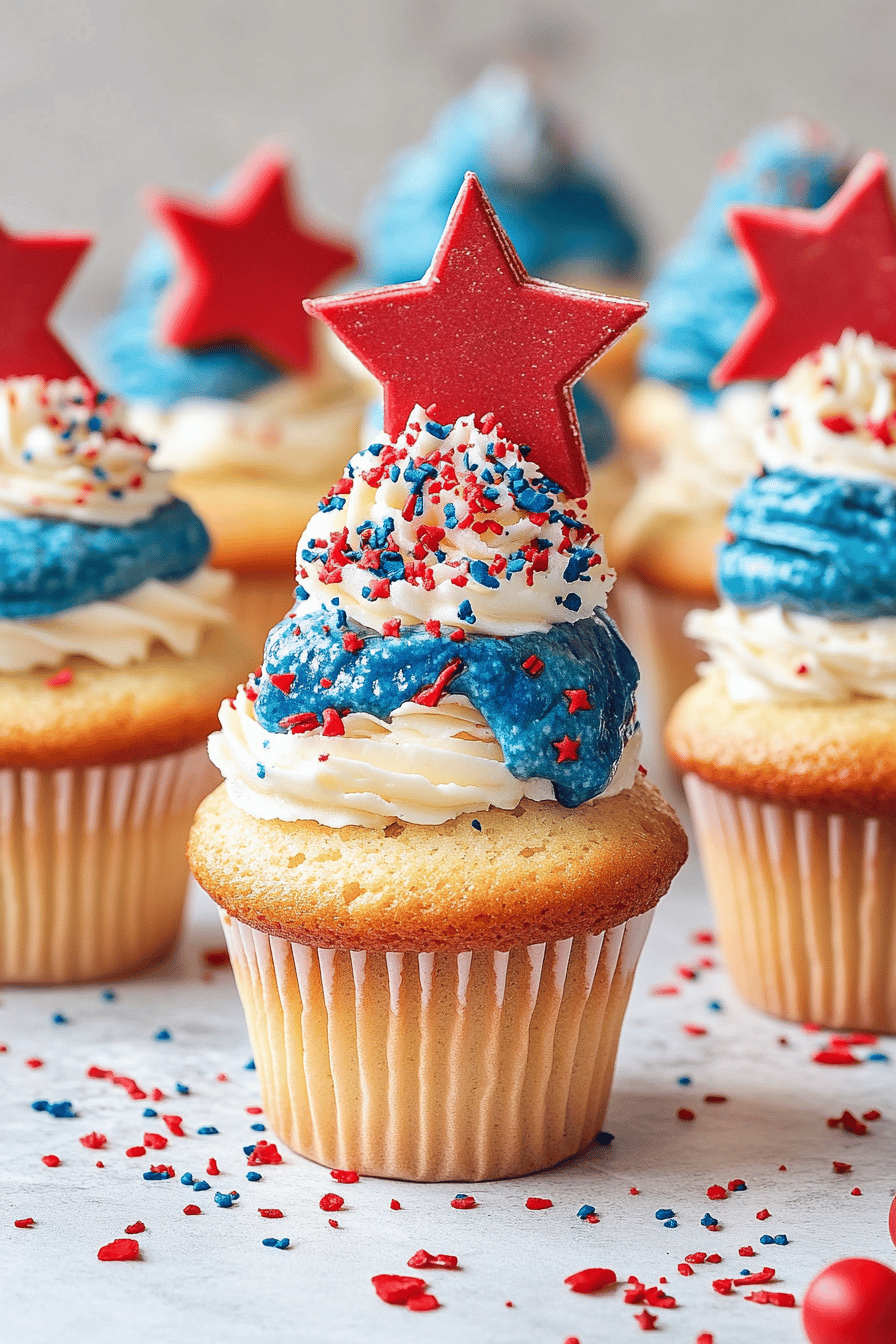 patriotic cupcakes ingredients organized and measured on kitchen counter