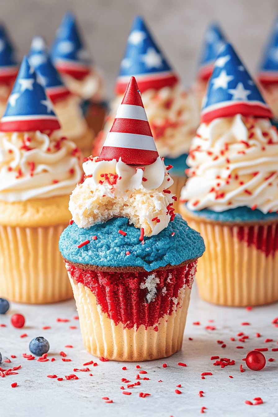 patriotic cupcakes slice on plate showing perfect texture and swirl pattern