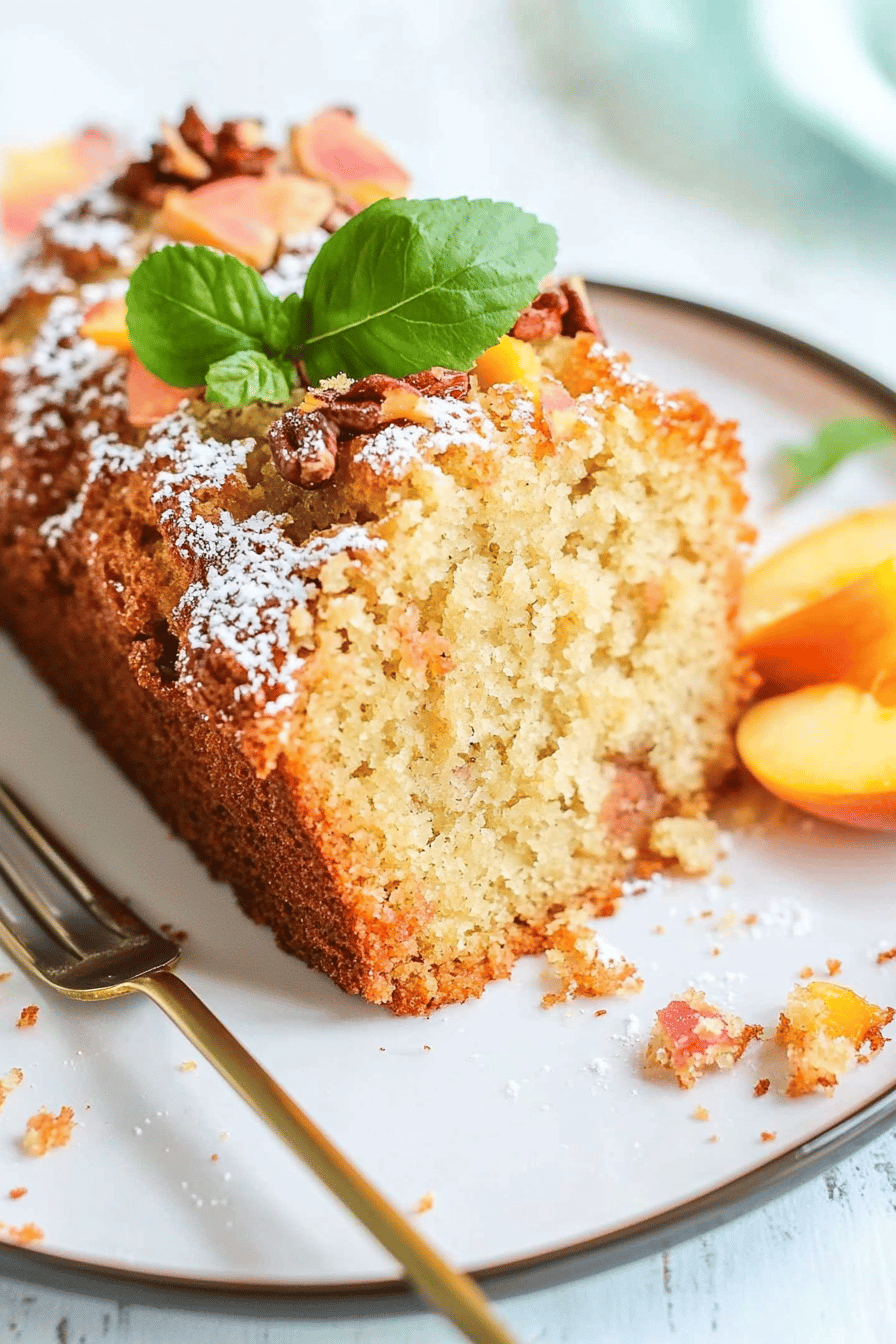 peach bread slice on plate showing perfect texture and swirl pattern