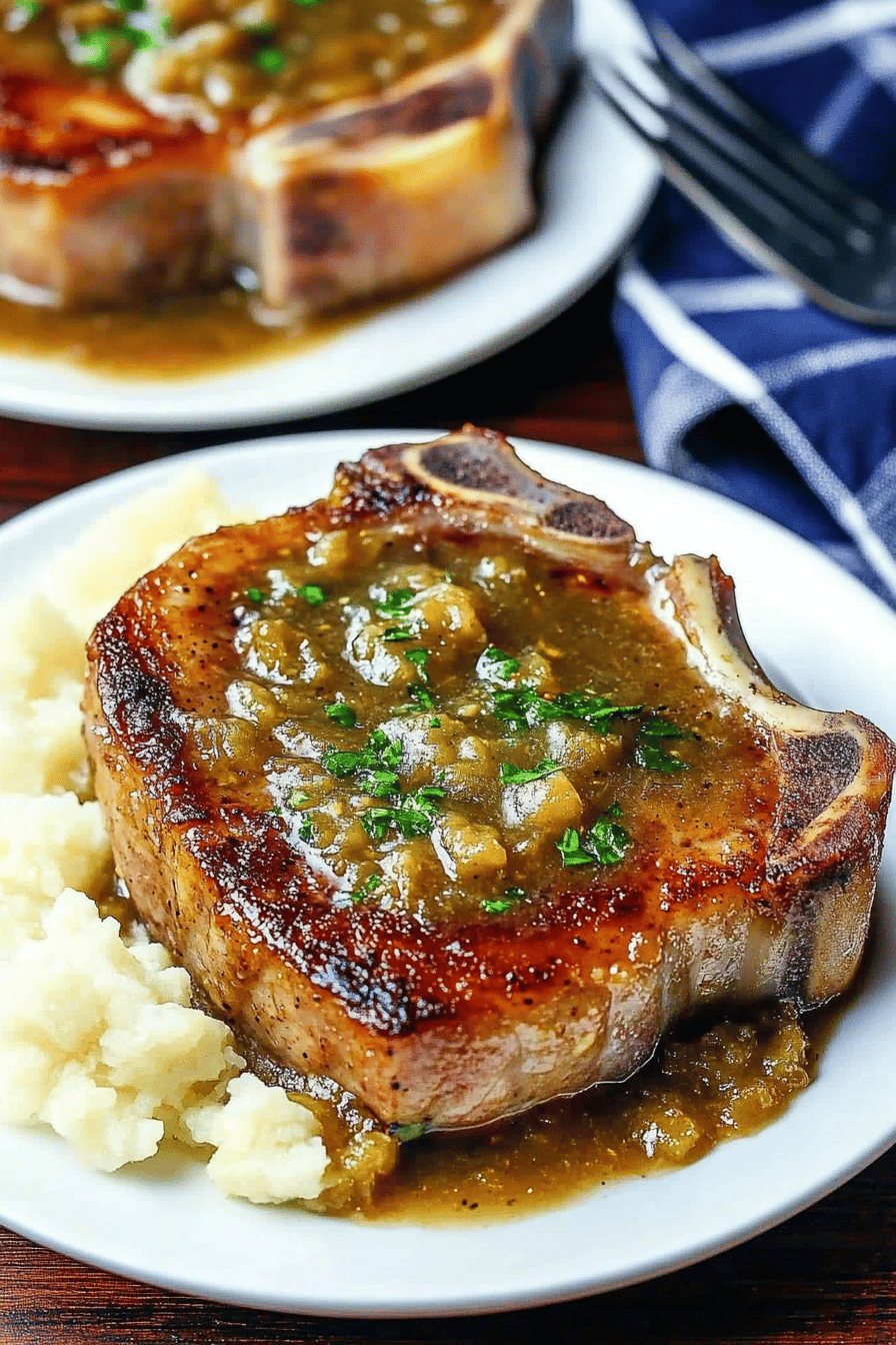 pork chops ingredients organized and measured on kitchen counter