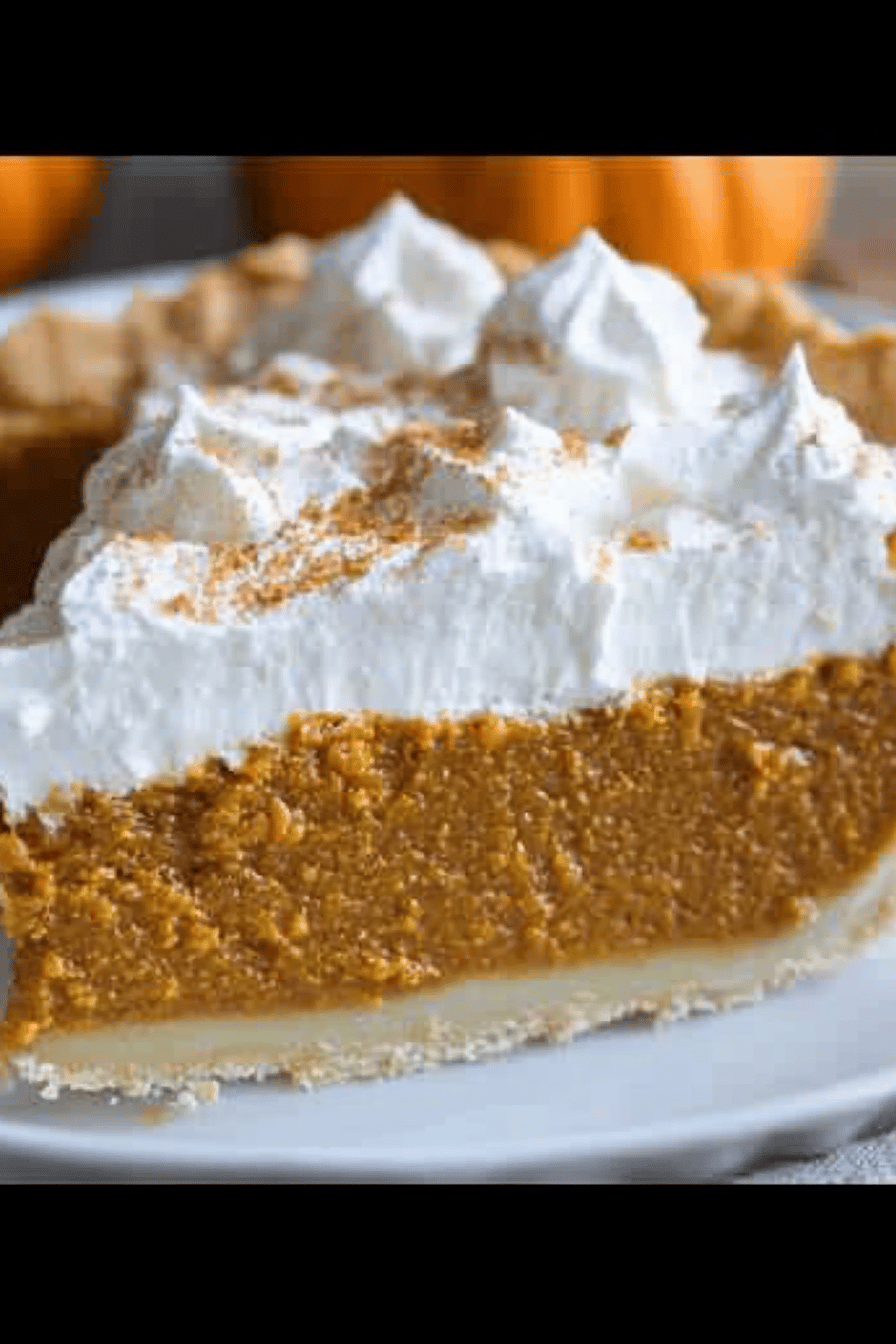 pumpkin pie recipe slice on plate showing perfect texture and swirl pattern