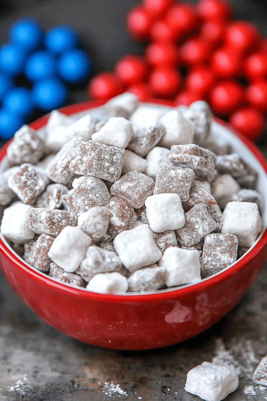 puppy chow ingredients organized and measured on kitchen counter