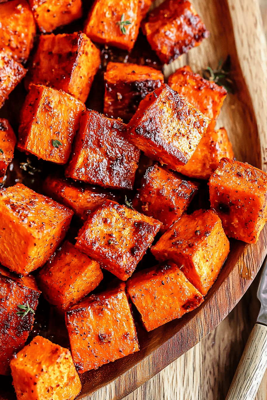 roasted sweet potato cubes