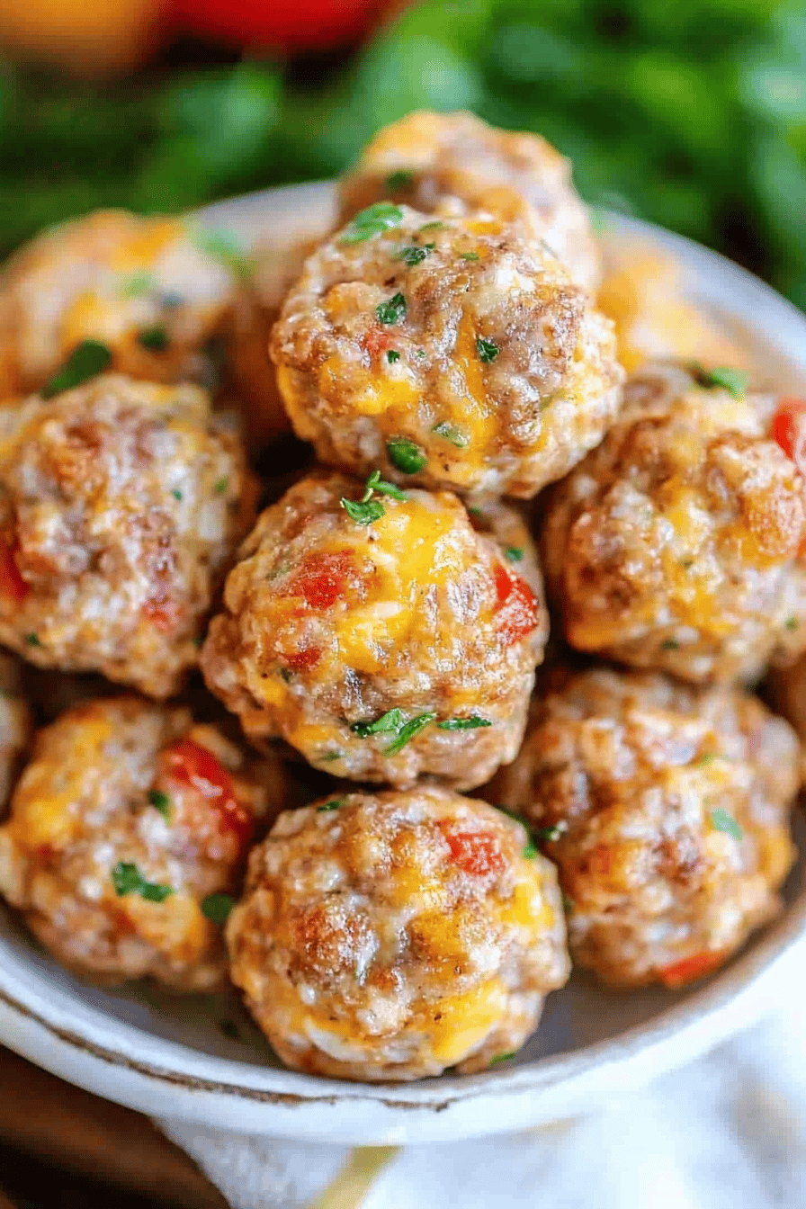 sausage balls ingredients organized and measured on kitchen counter