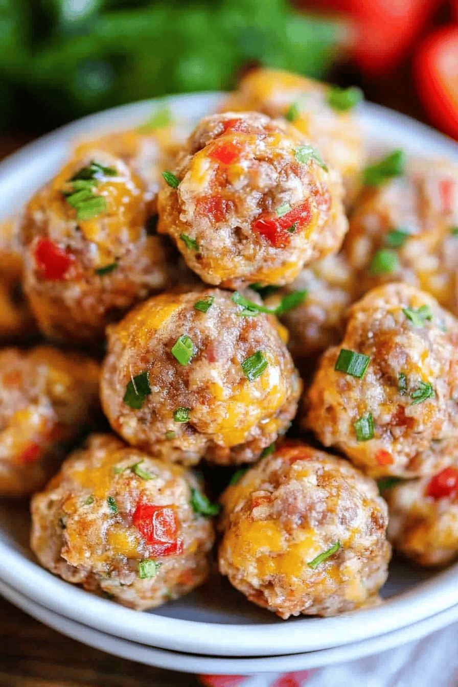 sausage balls slice on plate showing perfect texture and swirl pattern